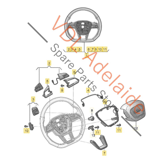 4J3419091CIXB Audi e-Tron Sport Steering Wheel w Tiptronic 4J3419091C IXB