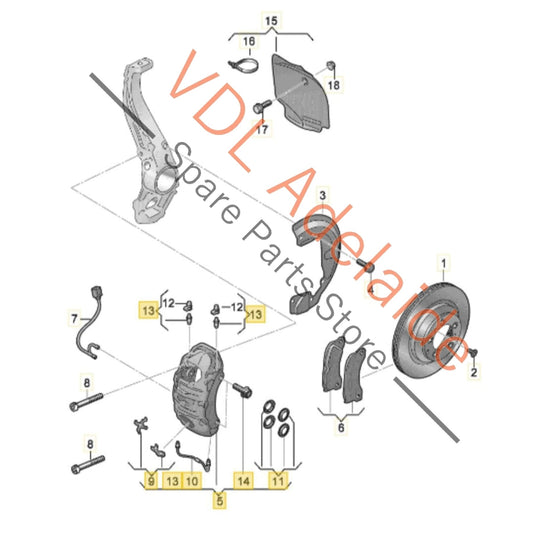 4J3615106N 7PP615123 Audi e-Tron GT Brembo 6x Piston Front Right Brake Caliper fits 360mm x 36mm rotor 4J3615106N 7PP615123