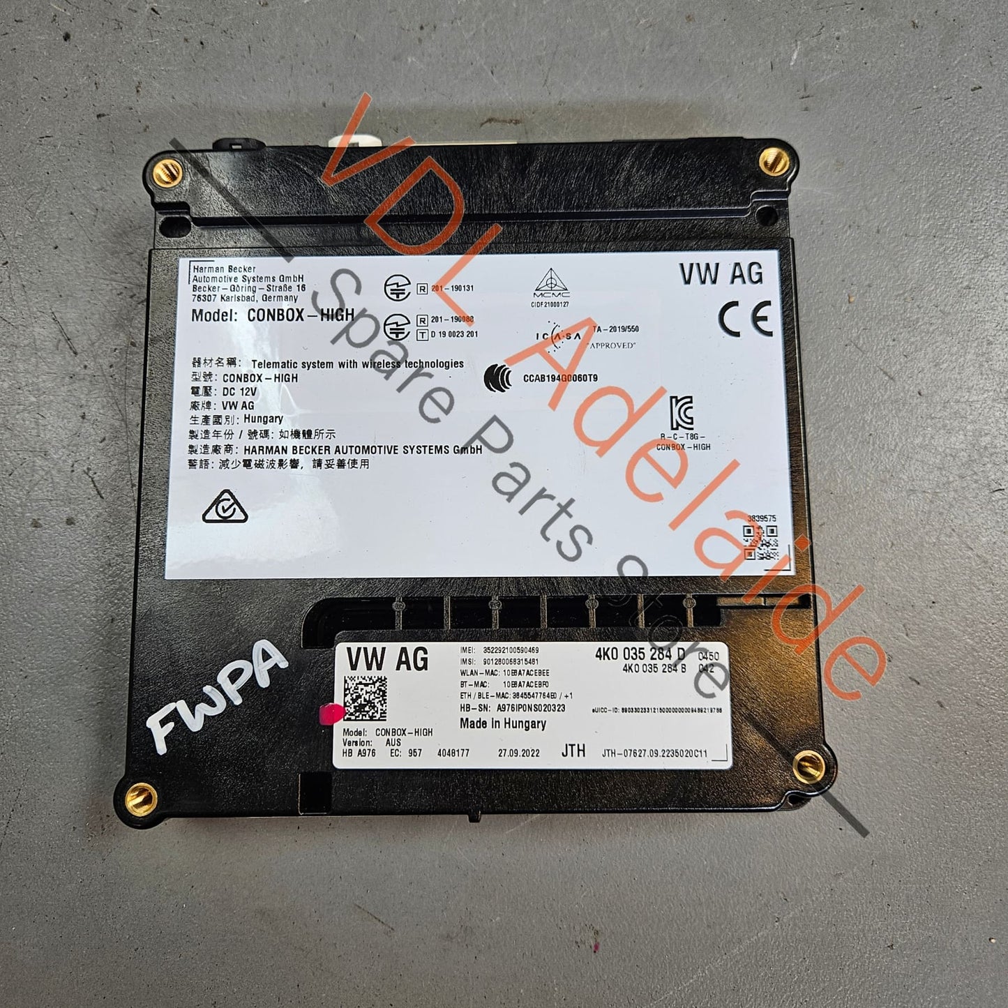 4K0035284D Porsche Lamborghini Emergency Call High Communications Module 4K0035284D Conbox High