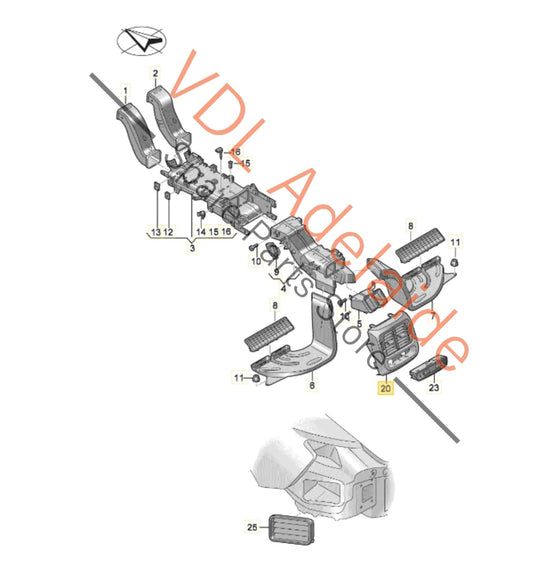 4J3864298 4J38642986PS Audi e-Tron GT Rear Passenger A/C Air Vent 4J3864298
