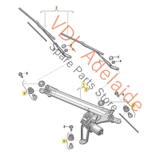 9J1955024E Audi e-Tron GT Windscreen Wiper Motor w Linkage for RHD 9J1955024E