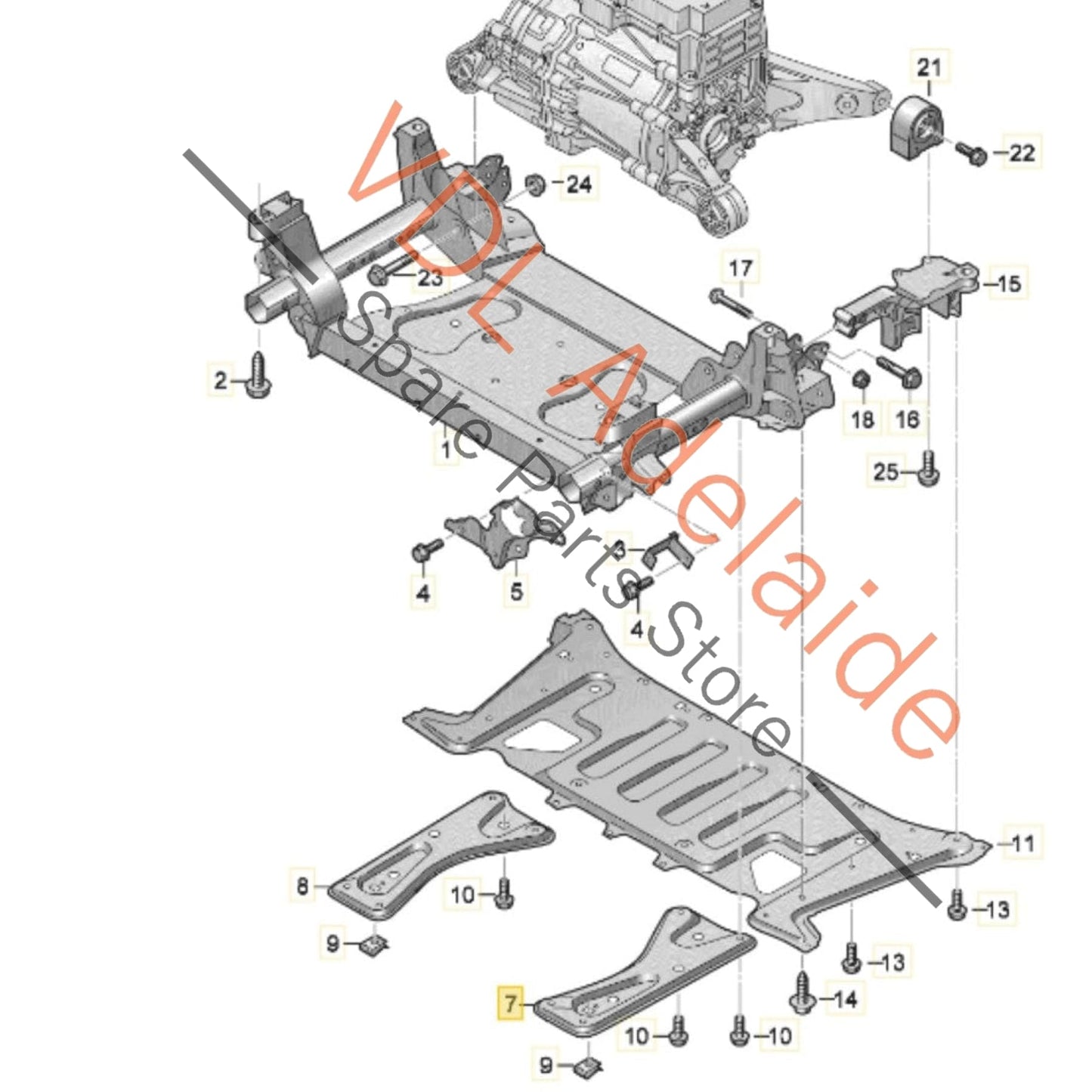 9J1407129E Audi e-Tron Front Left Chassis Stiffening Bracket Plate Reinforcement 9J1407129E