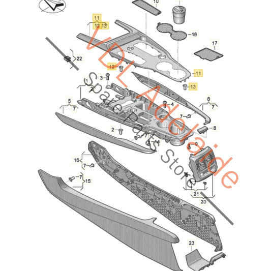 4J3864365AV58 Audi e-Tron GT Interior Centre Console Gloss Black Trim 4J3864365A V58