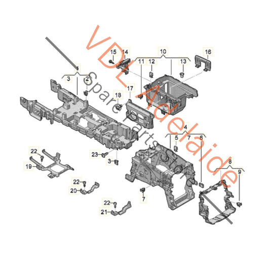 4J38580214PK 4J38630753Q7 Audi e-Tron GT Centre Storage Compartment w Release Button 4J3863075 3Q7 under Arm Rest 4J3858021 4PK