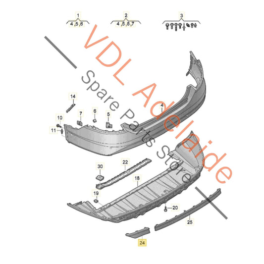 4J3807837 4J3807837Y9B Audi e-Tron GT Rear Bumper Left Corner Trim Gloss Black 4J3807837 Y9B