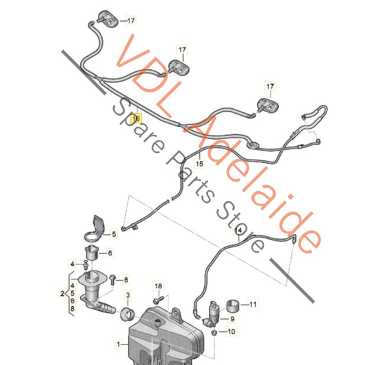 4J3955667 Audi e-Tron Windscreen Washer Hose Pipe Tube 4J3955667
