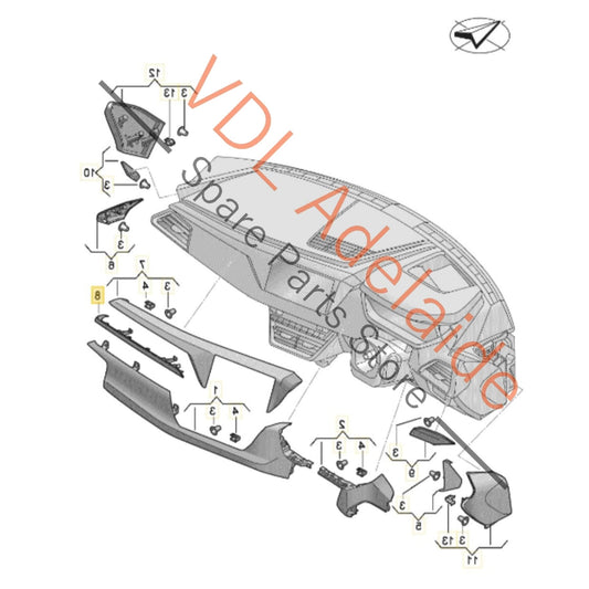 4J3857185A Audi e-Tron GT Interior Dashboard Trim Inlay Black 4J3857185A for RHD