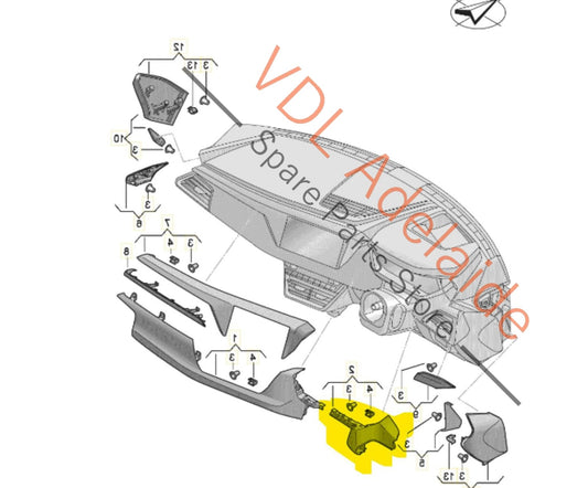 4J3854377A Audi e-Tron GT Interior Dashboard Trim Inlay Graphite Grey 4J3854377A for RHD