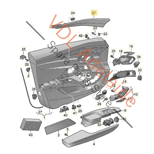 4J38674091VO 4J3867409 Audi e-Tron GT Interior Left Door Trim Inlay Graphite Grey 4J3867409 1VO