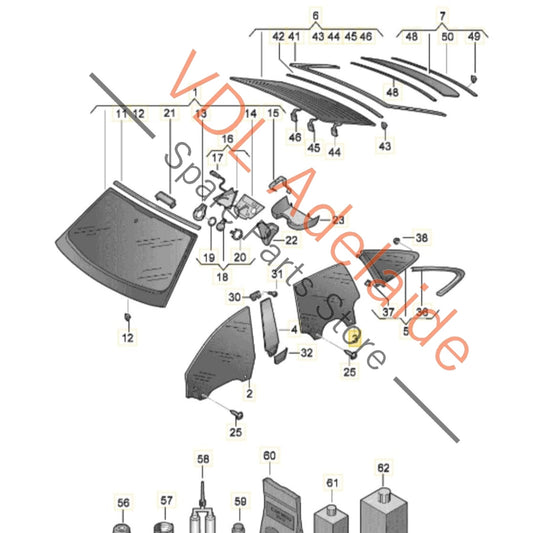 9J1845026D Audi e-Tron GT Rear Right Door Window Glass 9J1845026D