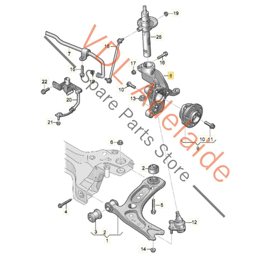 5Q0407254A 5Q0407254F 5Q0407258A  VW Golf R Front Right Wheel Bearing Housing Hub Knuckle 85mm 5Q0407254A 5Q0407254F 5Q0407258A