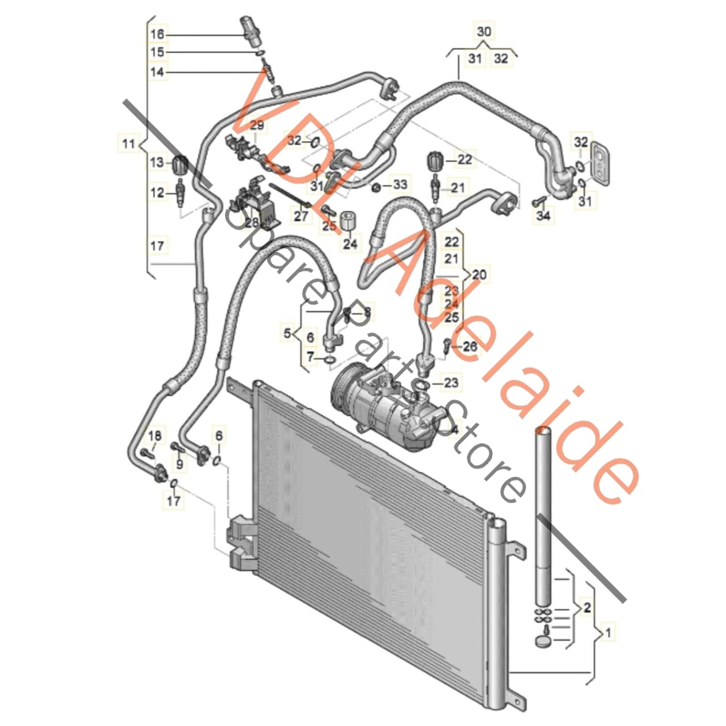 5Q0816411AS 5Q0816411BF 5Q0816411BE VW Golf MK7 AC Condenser 5Q0816411AS 5Q0816411BE 5Q0816411BF