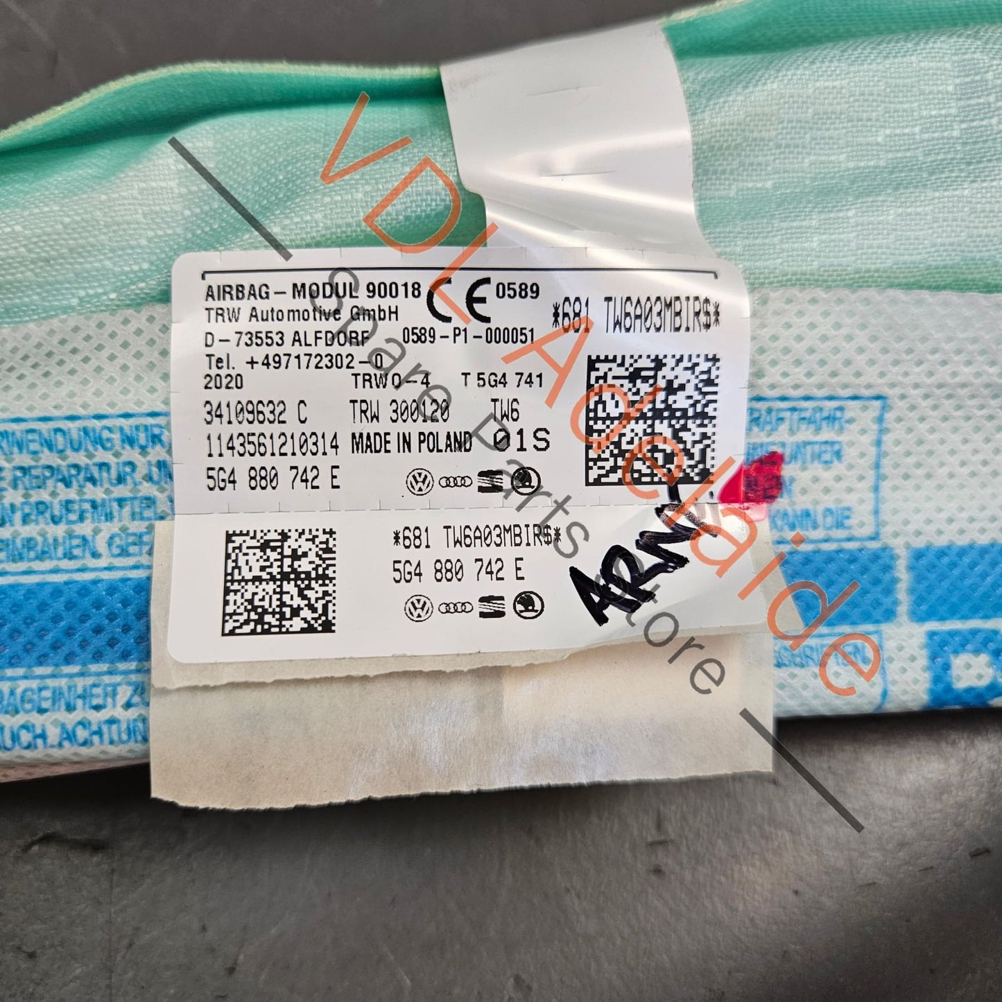 5G4880742E VW Golf MK7 7.5 Side Airbag Curtain 5G4880742E Right for Hatch models