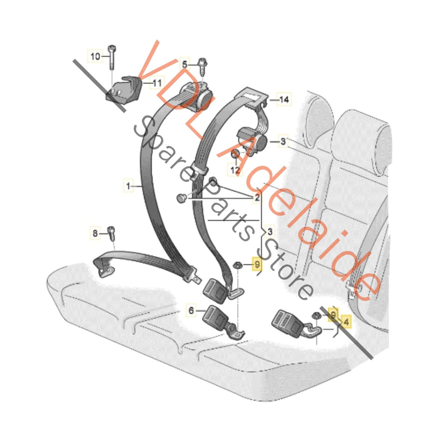 8V0857739QVZ VW Golf MK7 Rear Double Seat Belt Seatbelt Clip Clasp Catch 8V0857739 QVZ