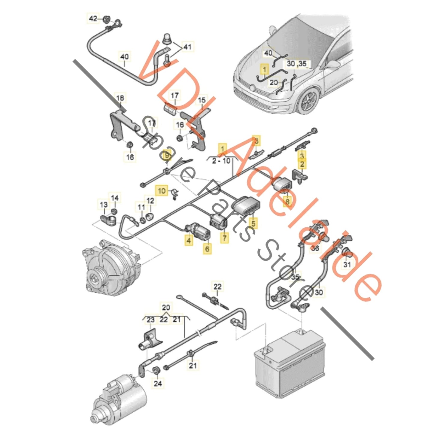 5Q0971230HH VW Golf MK7 Alternator Wiring Harness 5Q0971230HH 5Q0971230HJ