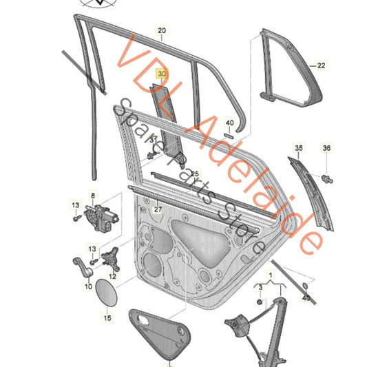 5G6839902D    VW Golf Mk7 Gloss Black Rear Right B Pillar Exterior Trim for Door Window Frame 5G6839902B