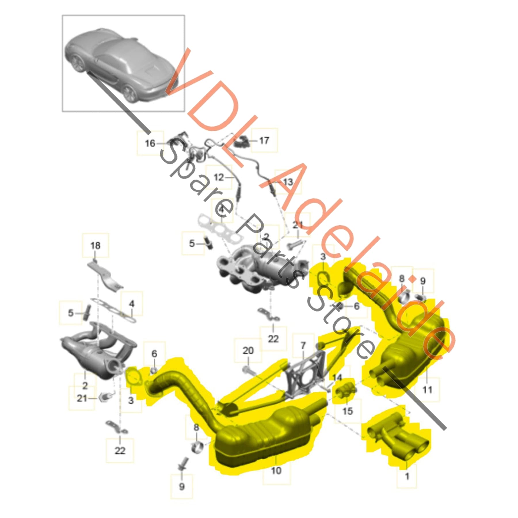 98111123200 98111123201 98111123100 Porsche 981 Cayman Boxster Sport Exhaust Genuine OEM 98111196102 98111123201 98111123101