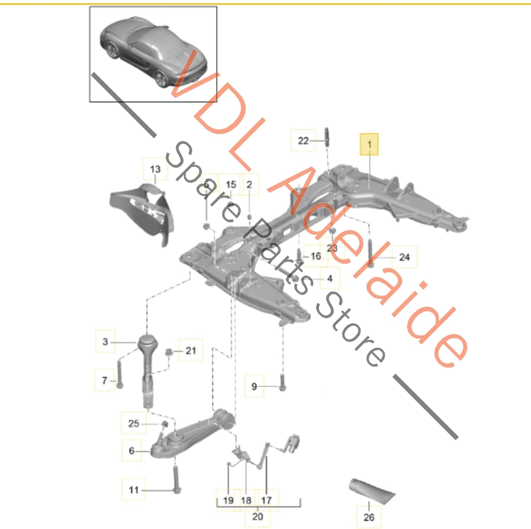 991341081 99134108116  Porsche Cayman Boxster 911 Front Subframe Crossmember 991341081