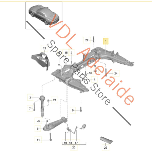 991341081 99134108116  Porsche Cayman Boxster 911 Front Subframe Crossmember 991341081