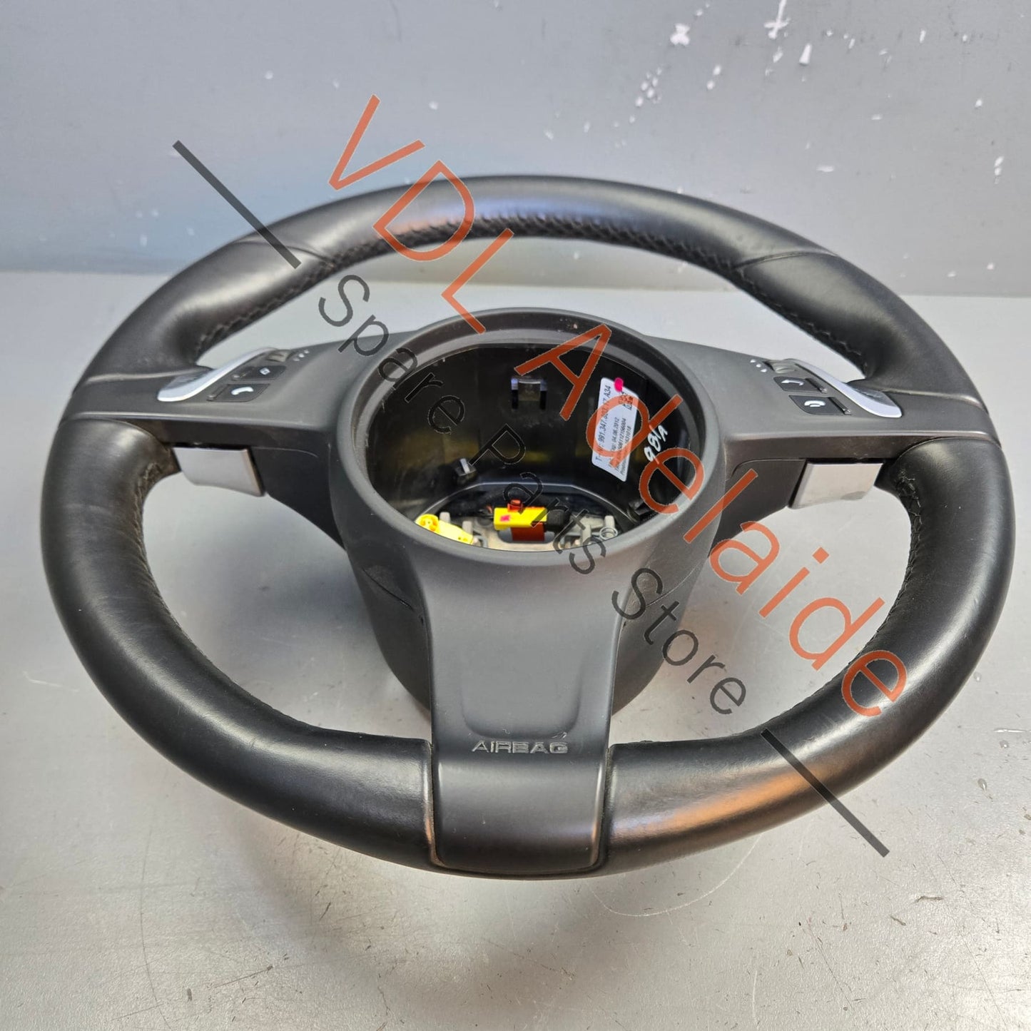 99134780367A34 Porsche 911 991 Cayman Boxster 981 Black Leather Steering Wheel 99134780367 A34