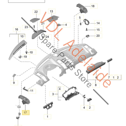 98155213102 98155213104  Porsche Boxster Cayman Left / Right Side Dashboard Air Vent for Air Conditioning 98155213102 98155213104