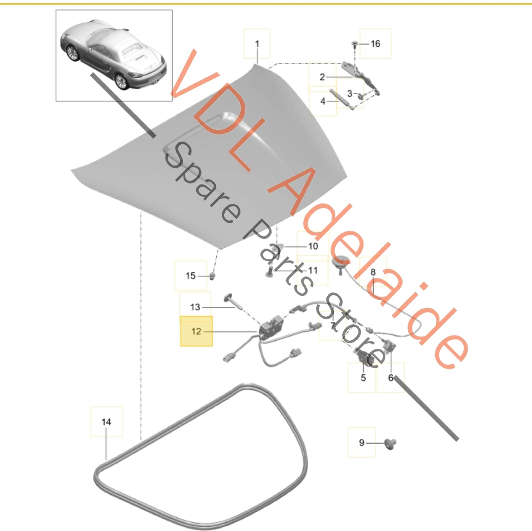 98151205300   Porsche Boxster 981 Rear Hatch Trunk Boot Lid Lock 98151205300