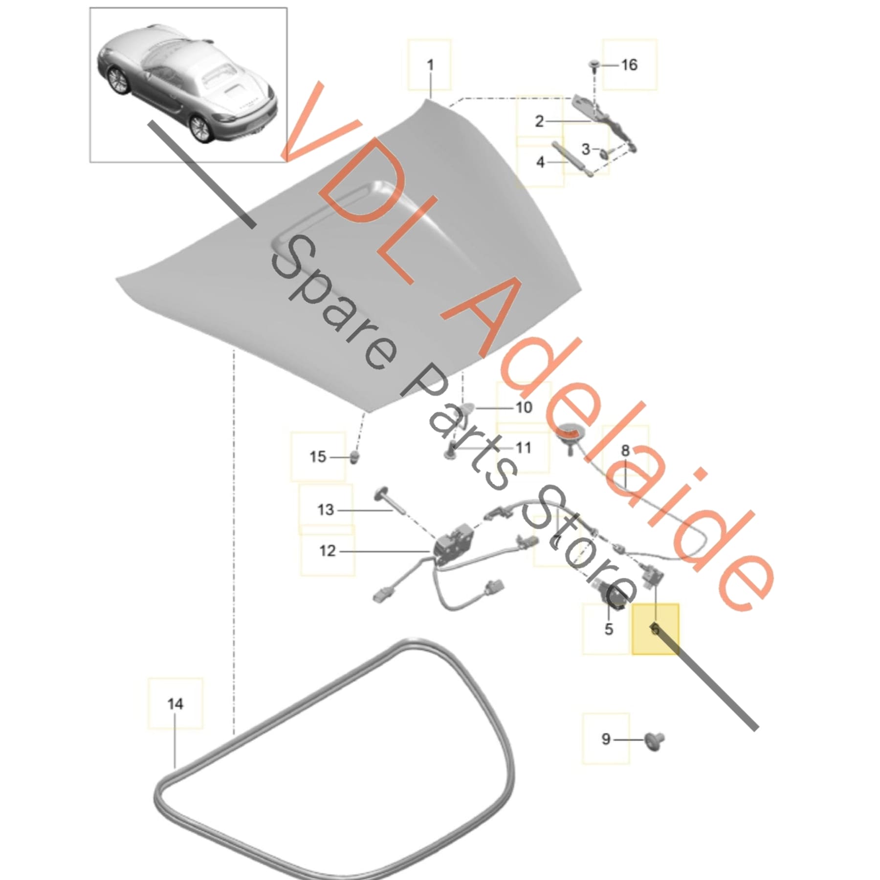 98162411800   Porsche Boxster 981 Rear Hatch Trunk Boot Lid Release Actuator Lock 98162411800