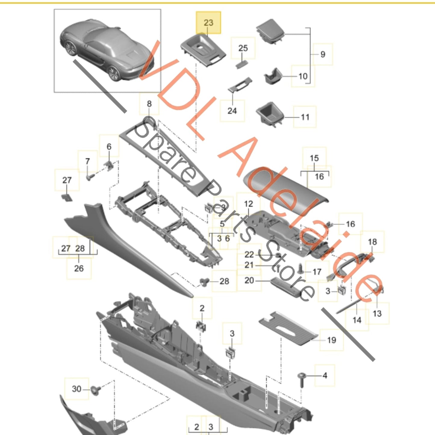 99155324501DRZ   Porsche Boxster PDK Gear Shift Surround Trim Silver Interior 99155324501