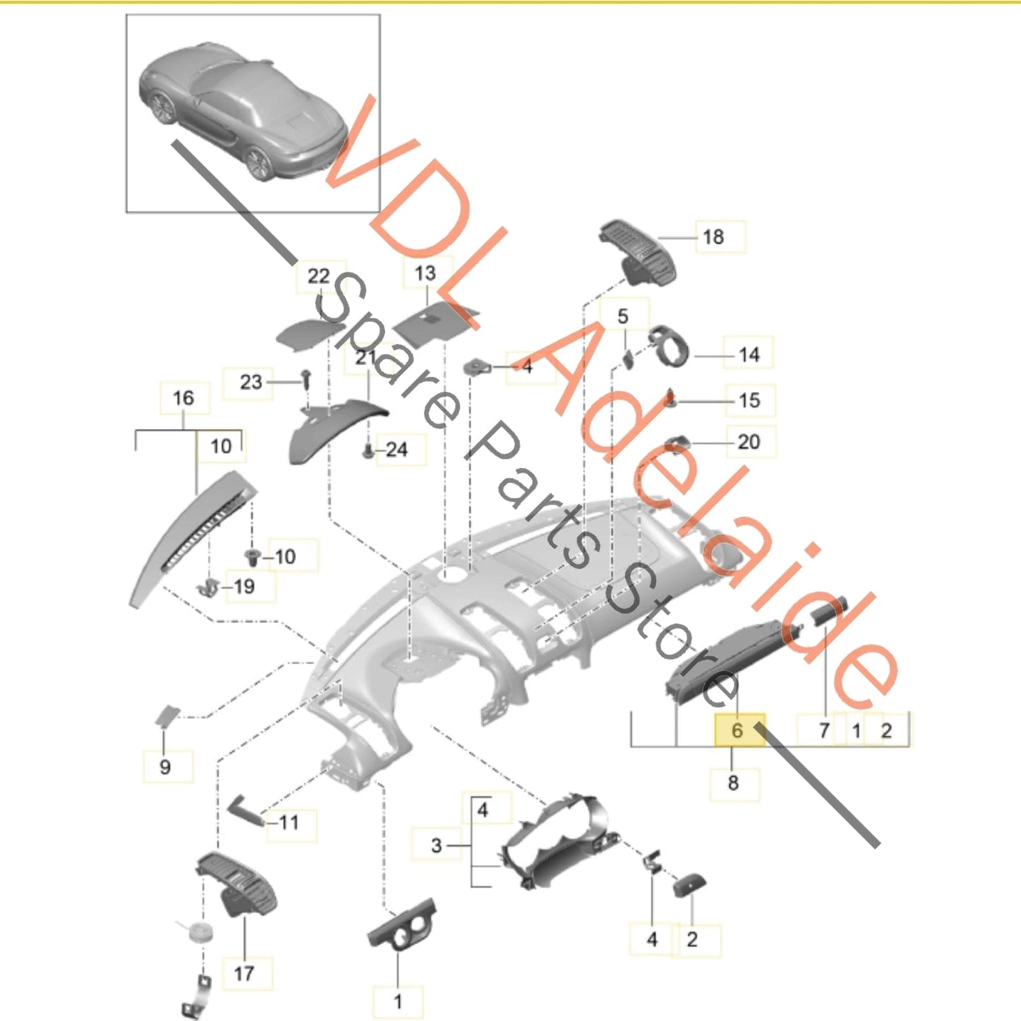 99155219305   Porsche Boxster Cayman 911 Drinks Cup Holder for Dashboard Interior Left Side 99155219305 V08