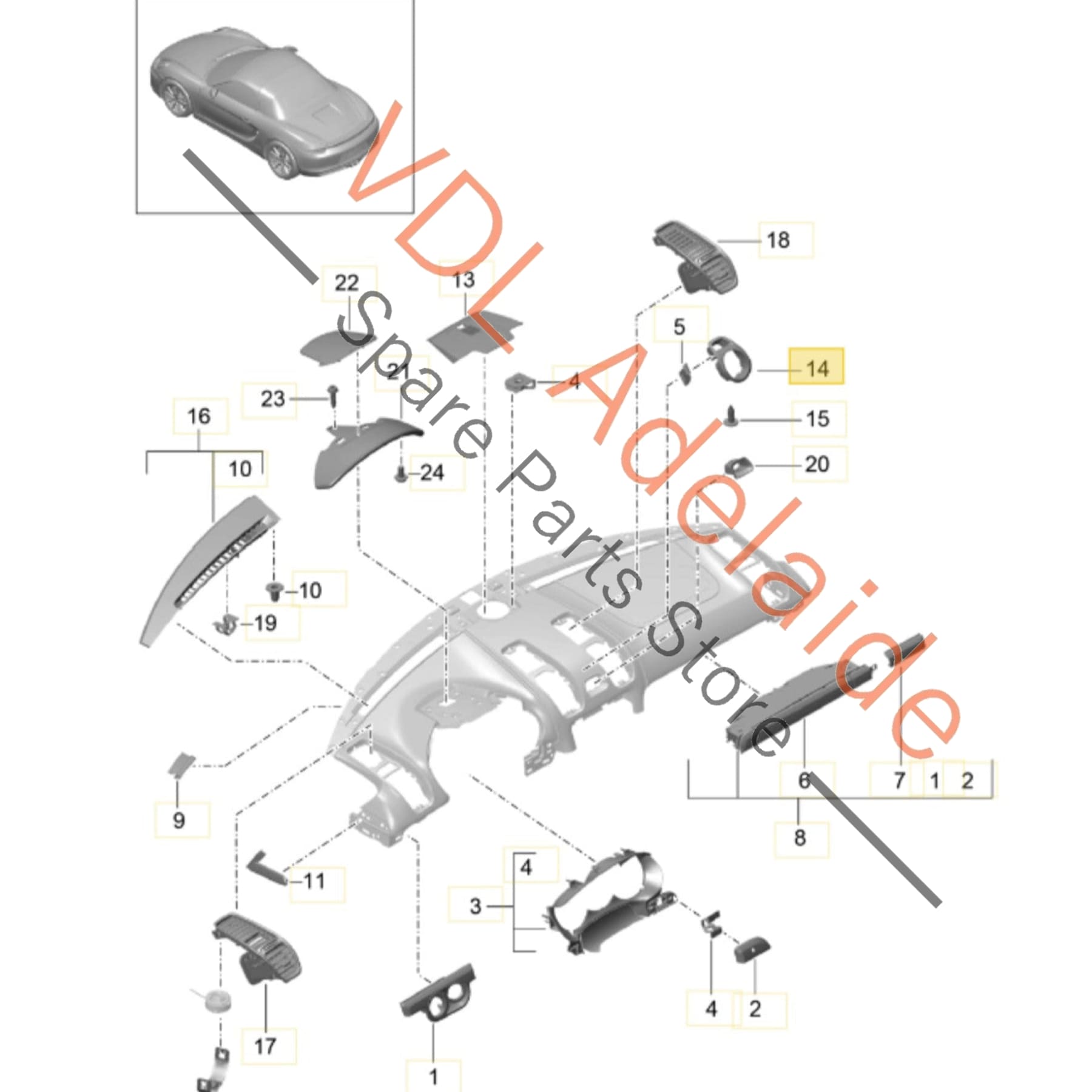 981552397025Q0   Porsche Boxster Cayman 981 Chrono Clock Stopwatch Installation Trim for Dash 98155239702
