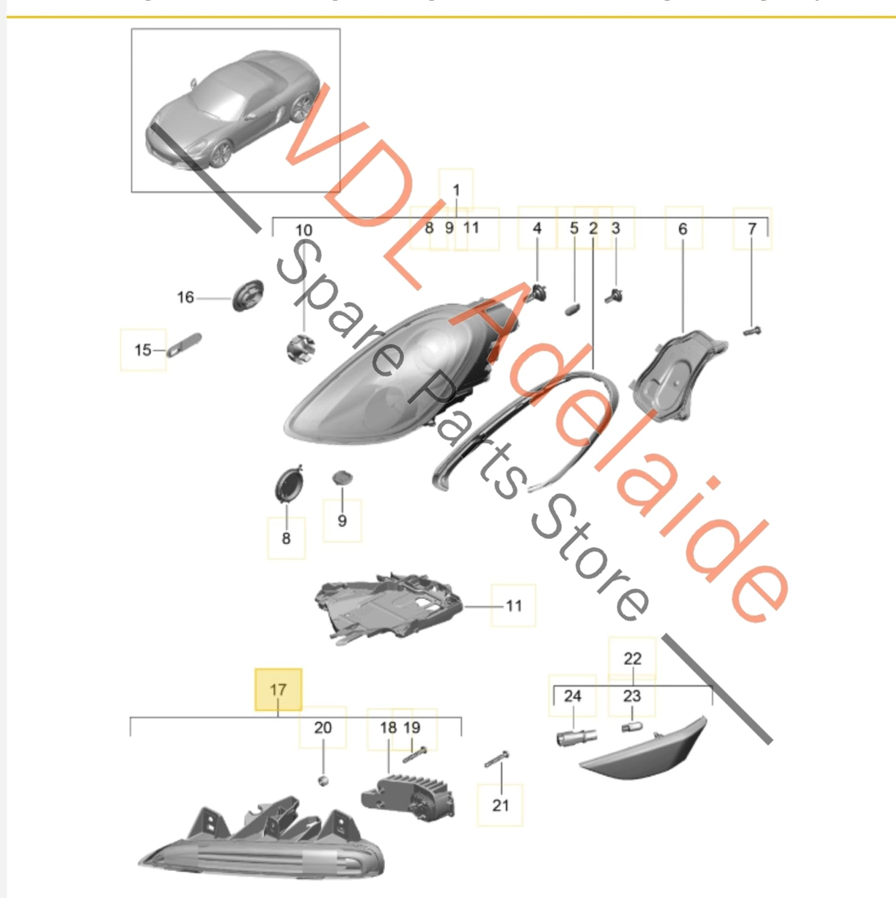 98163115203 98163115203  Porsche Boxster Cayman 981 Front Right Fog DRL Bumper Light 98163115203