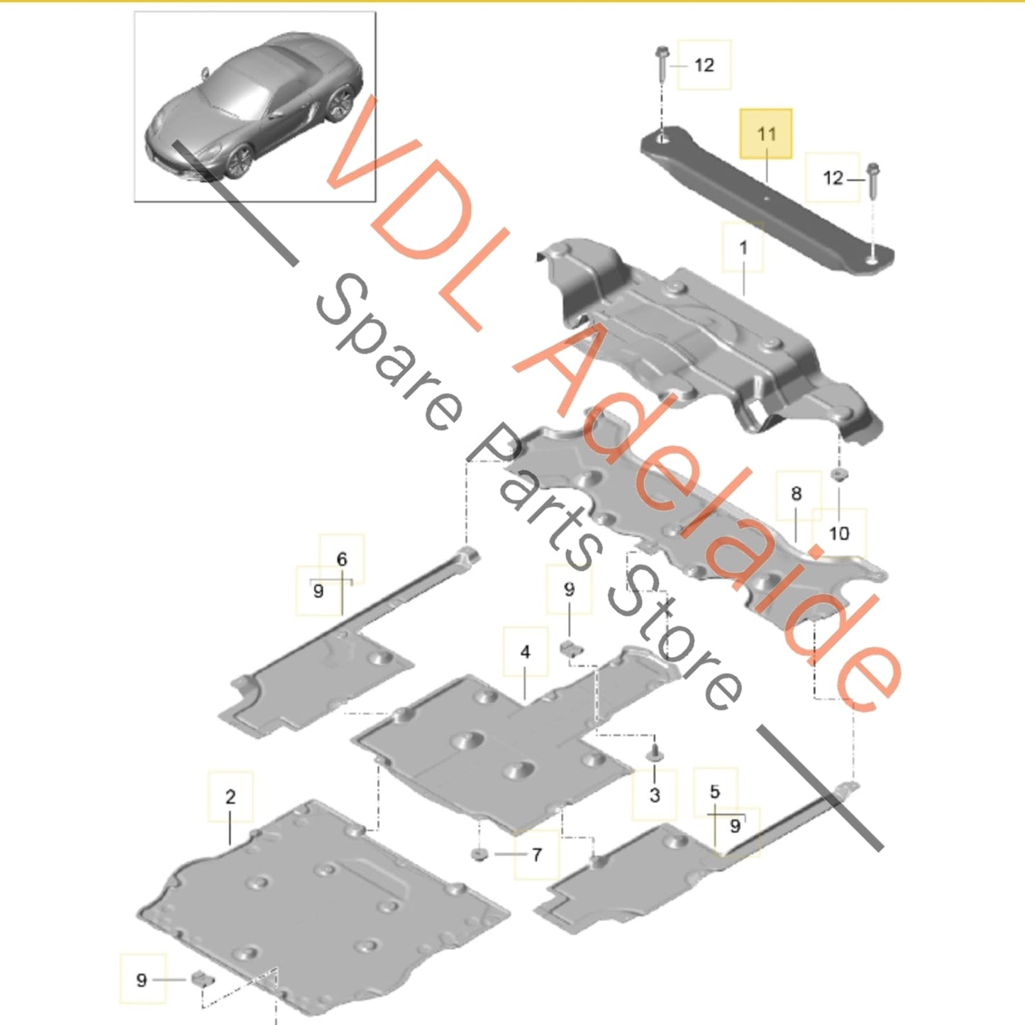 98150484300 Porsche Boxster Cayman Transverse Lateral Strut Bracket 98150484300