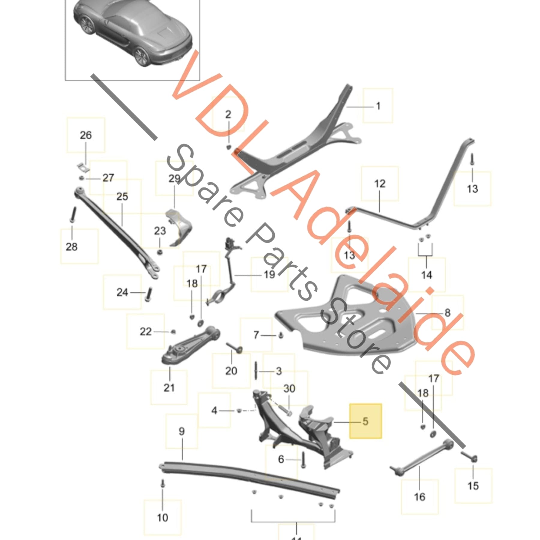 98133105105 98133105108  Porsche Boxster Cayman Rear Left Subframe Engine & Suspension Carrier Bracket 98133105108  98133105105