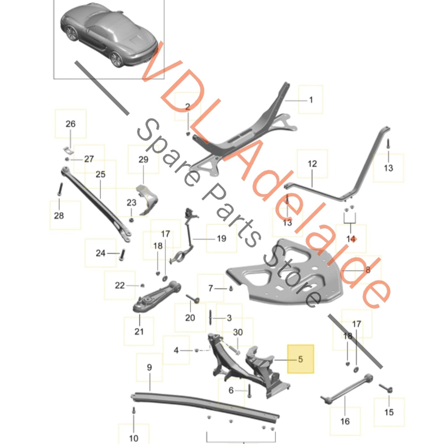 98133105205 98133105208  Porsche Boxster Cayman Rear Right Subframe Engine & Suspension Carrier Bracket 98133105208  98133105205