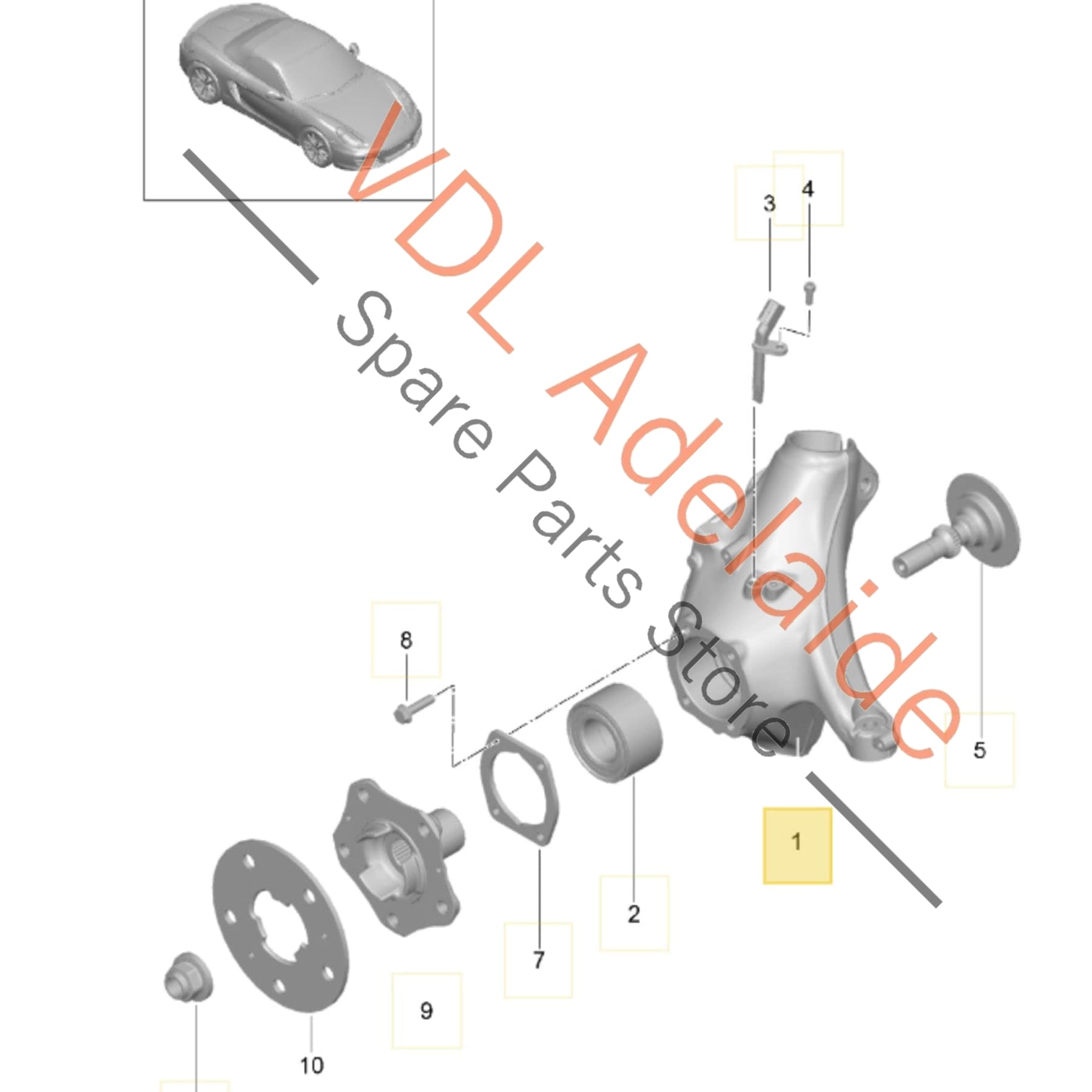 99134165804 99134165804  Porsche 911 Boxster Cayman Front Right Wheel Bearing Hub Knuckle Spindle 99134115806
