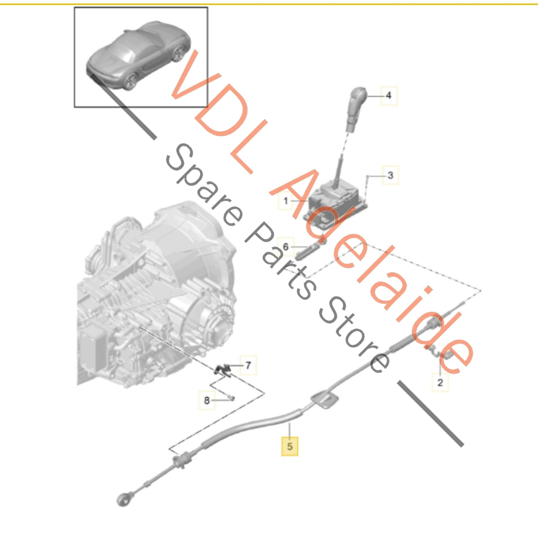 9G242603310   Porsche Boxster Cayman 981 PDK Transmission Shifter Cable 9G242603310