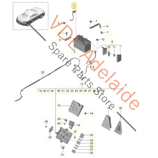 99161104401 99161104402   Porsche Cayman Boxster 911 Earth Lead Line Cable 99161104401 99161104402