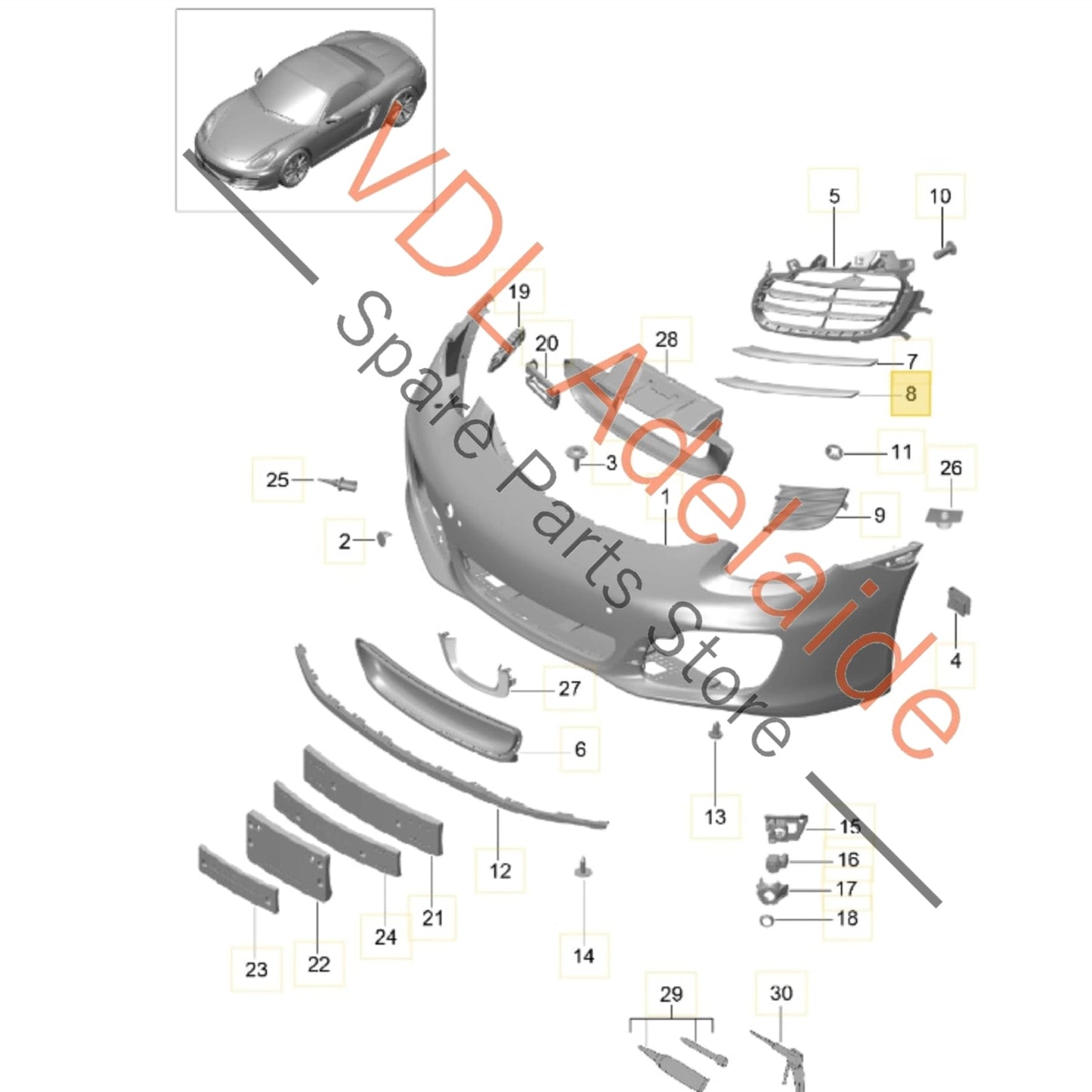 98150576601 98150576600   Porsche Boxster Cayman 981 Front Right Bumper Lower Spoiler Grille Fin 98150576600 G2X