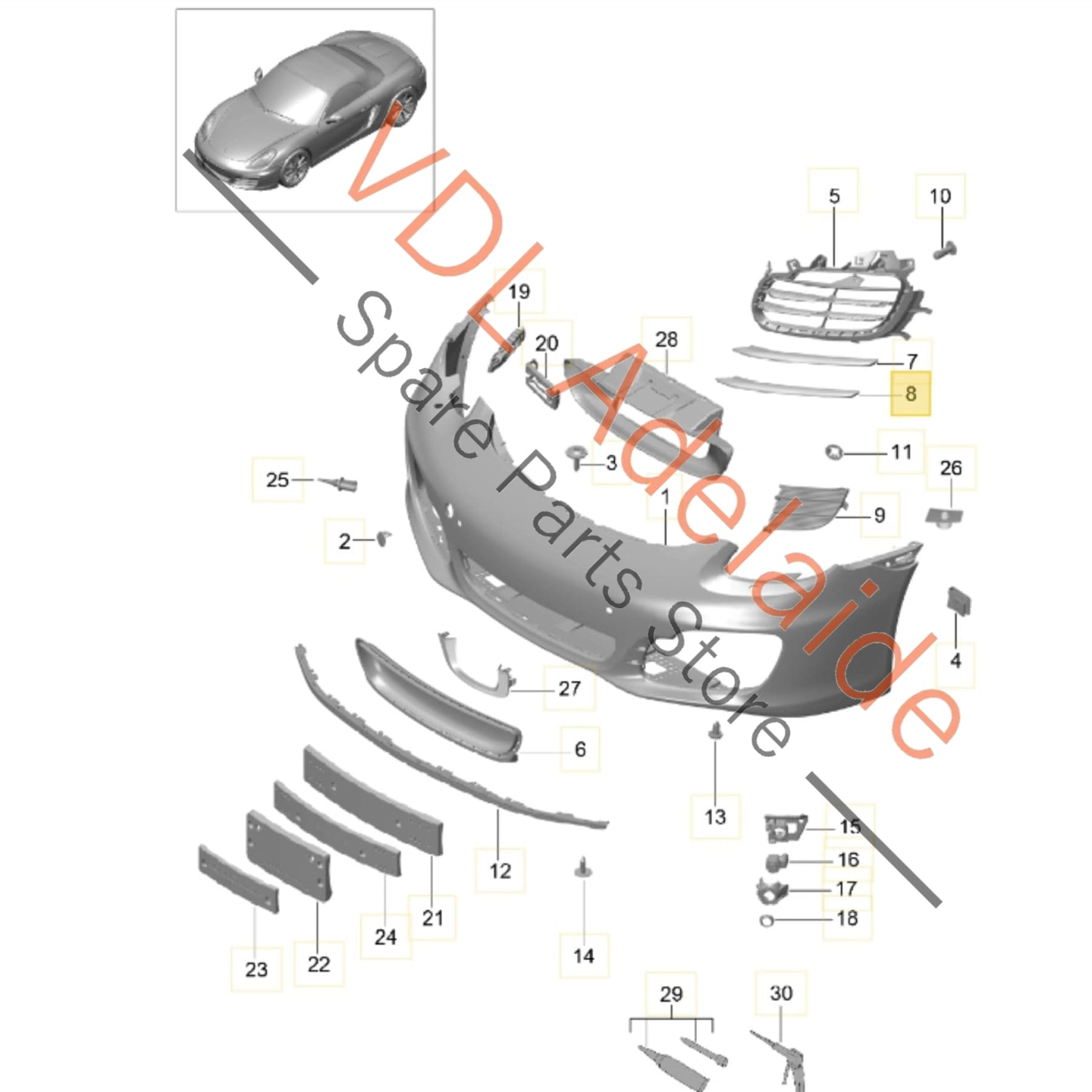 98150576601 98150576600   Porsche Boxster Cayman 981 Front Right Bumper Lower Spoiler Grille Fin 98150576600 G2X