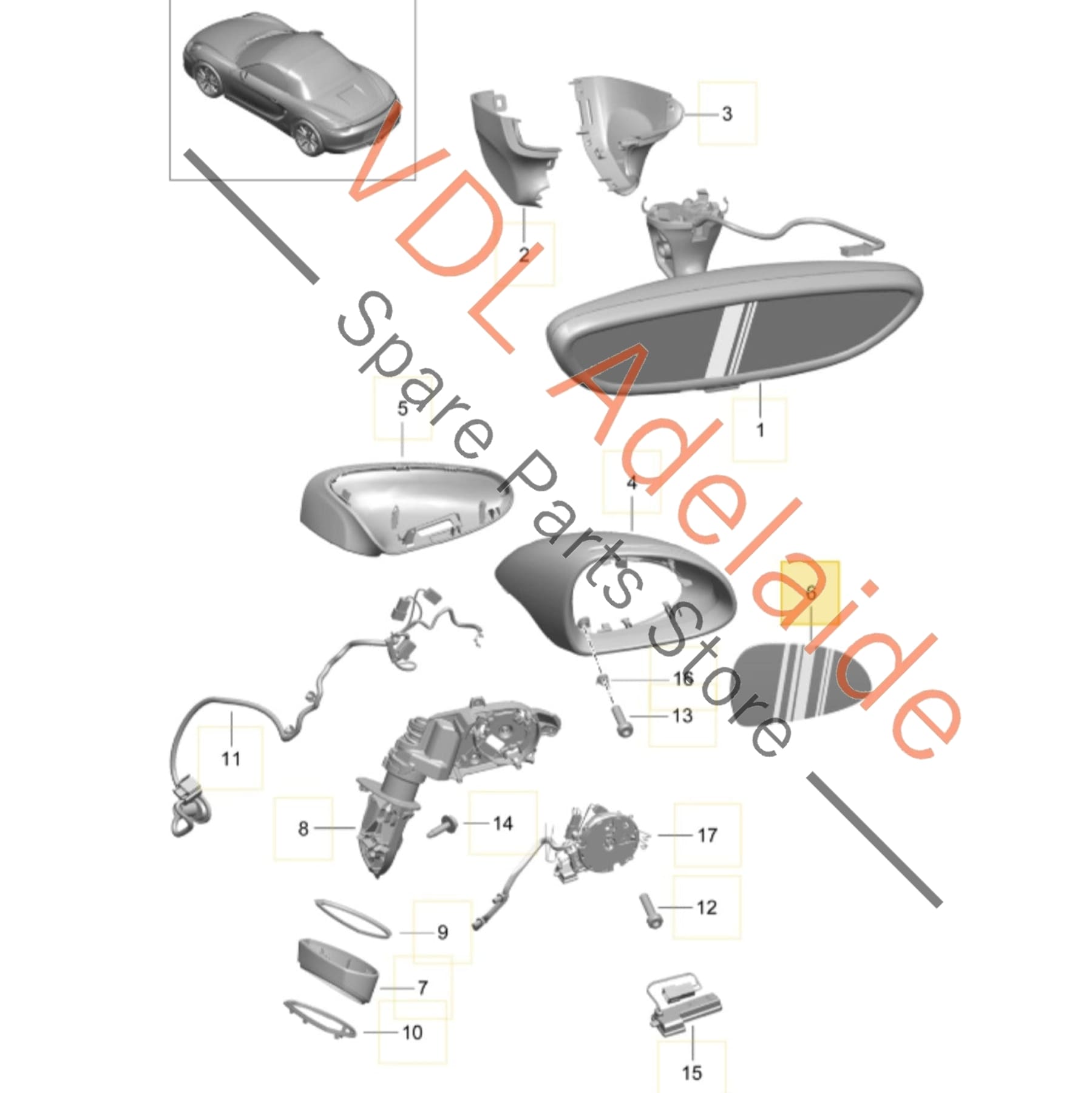 99173103702    Porsche 981 Boxster Cayman Left Side Wing Mirror Glass 99173103702