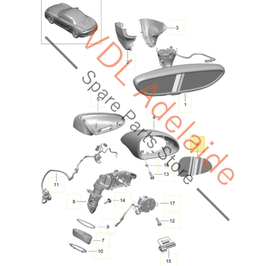 99173103702    Porsche 981 Boxster Cayman Left Side Wing Mirror Glass 99173103702