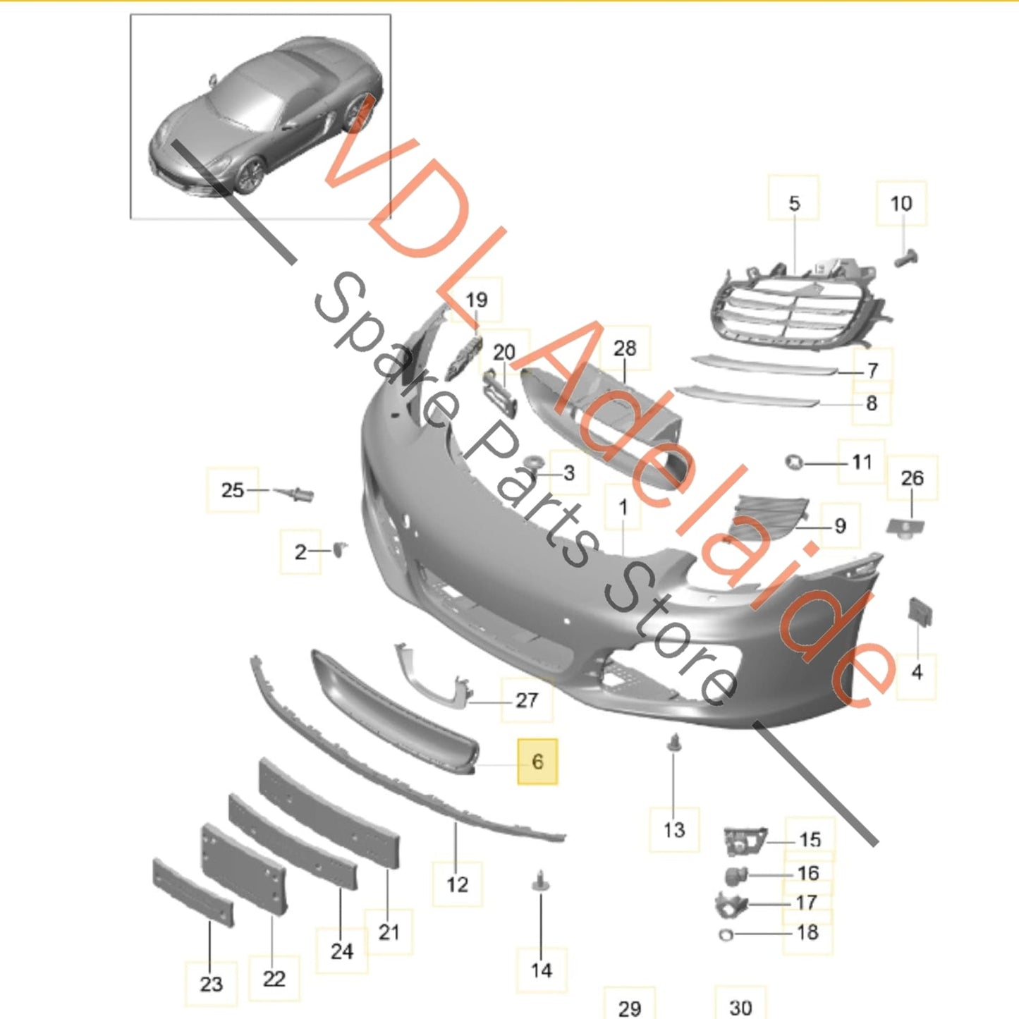 981506000000    Porsche Boxster Cayman 981 Front Bumper Centre Grille Trim 98150556900