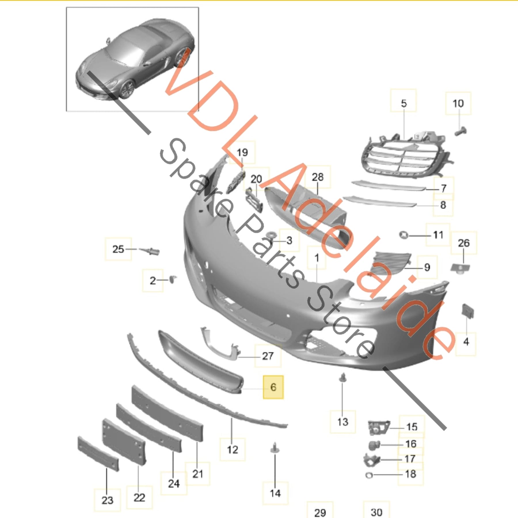 981506000000    Porsche Boxster Cayman 981 Front Bumper Centre Grille Trim 98150556900