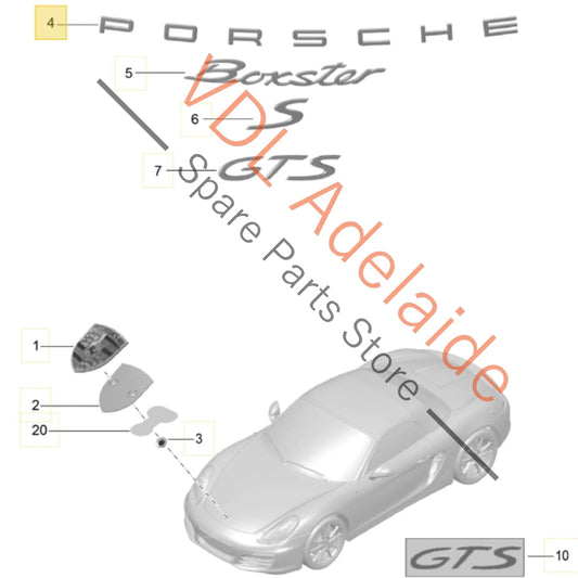 98155923300    Porsche Cayman Boxster 981 Rear Badge Emblem Inscription 98155923300