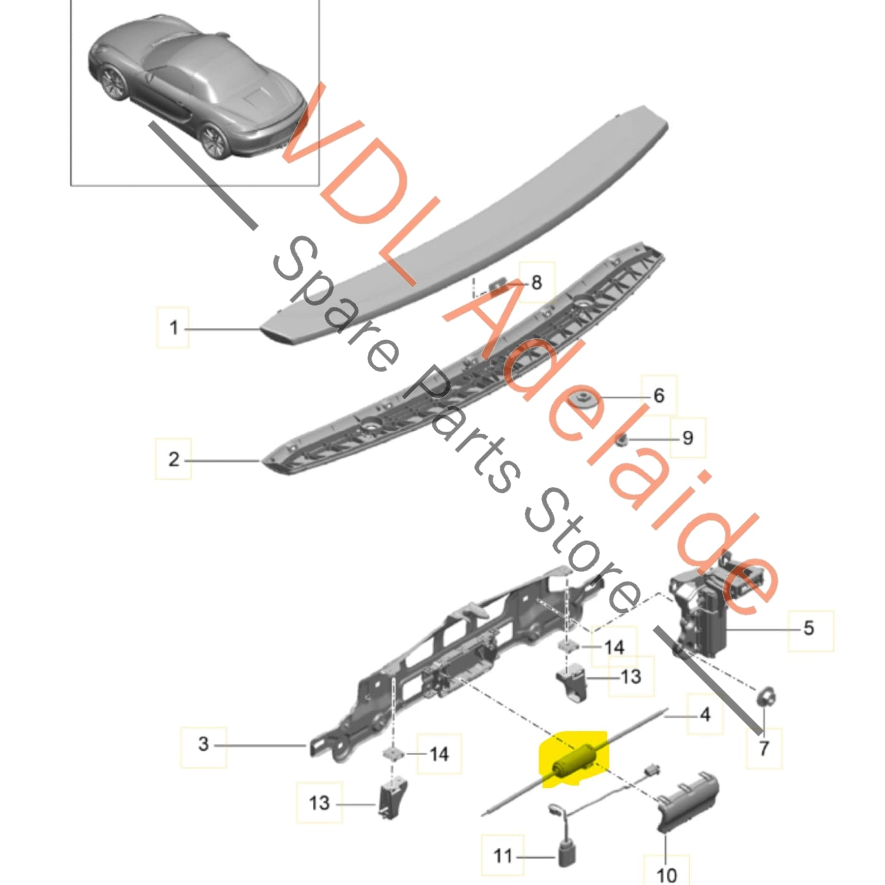 98150410903    Porsche 911 Boxster Cayman Rear Spoiler Drive Mechanism Motor 98150410903