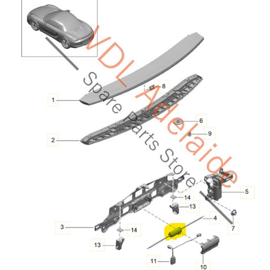98150410903    Porsche 911 Boxster Cayman Rear Spoiler Drive Mechanism Motor 98150410903