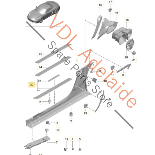 98150466701 981504467201   Porsche Boxster Sill Trim Cover Left 98150446720 1E0 98150446705