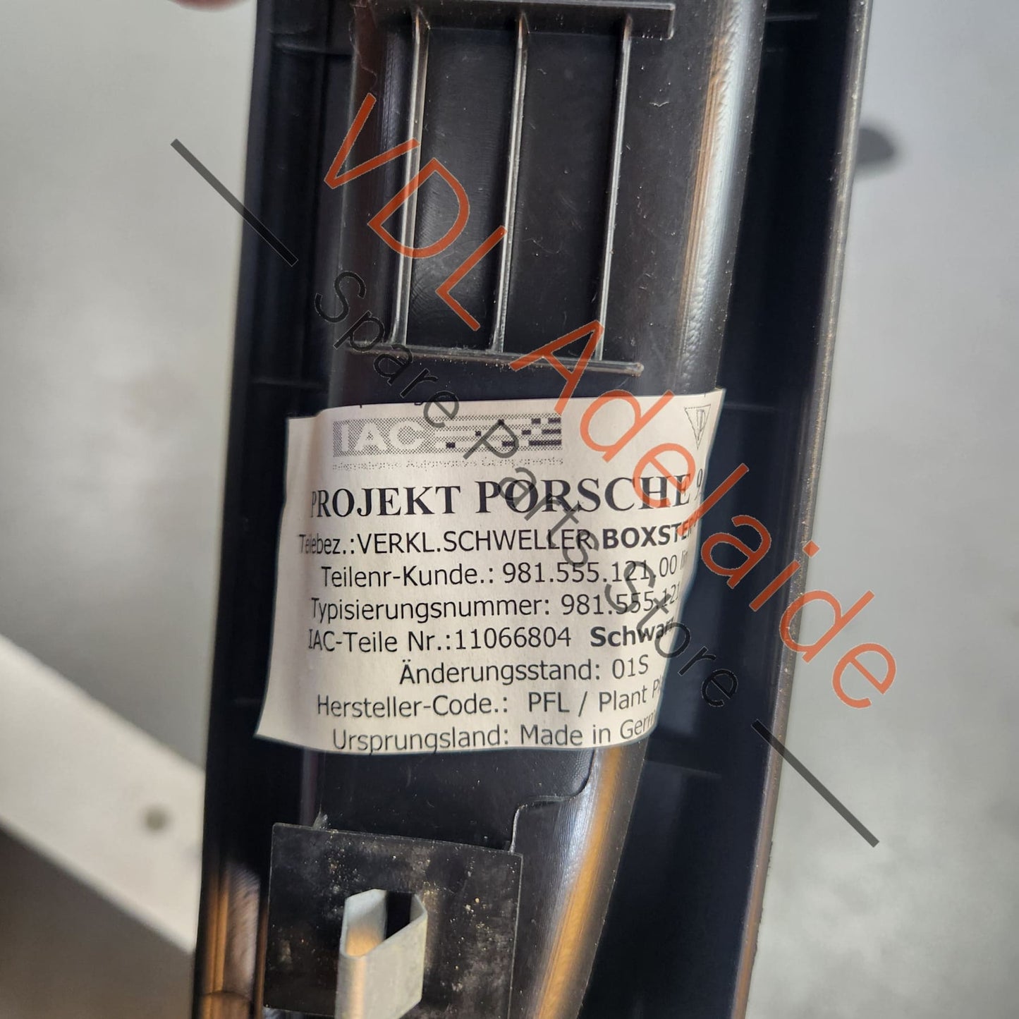 98155512100    Porsche Boxster Cayman Left Side Door Entry Interior Scuff Trim 98155512100