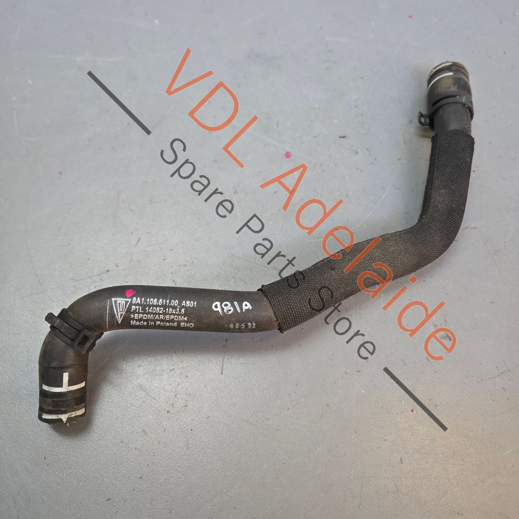 9A110661100    Porsche Cayman Boxster Coolant Feed Hose 9A110661100