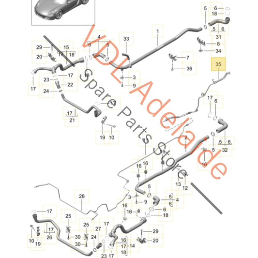 98110668202    Porsche Cayman Boxster Coolant Bleeder Vent Hose 98110668202
